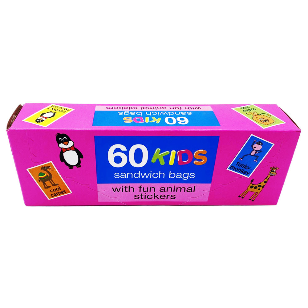 60 Kids Sandwich Bags With Ainmal Sticker 60 Kids Sandwich Bags With Ainmal Sticker